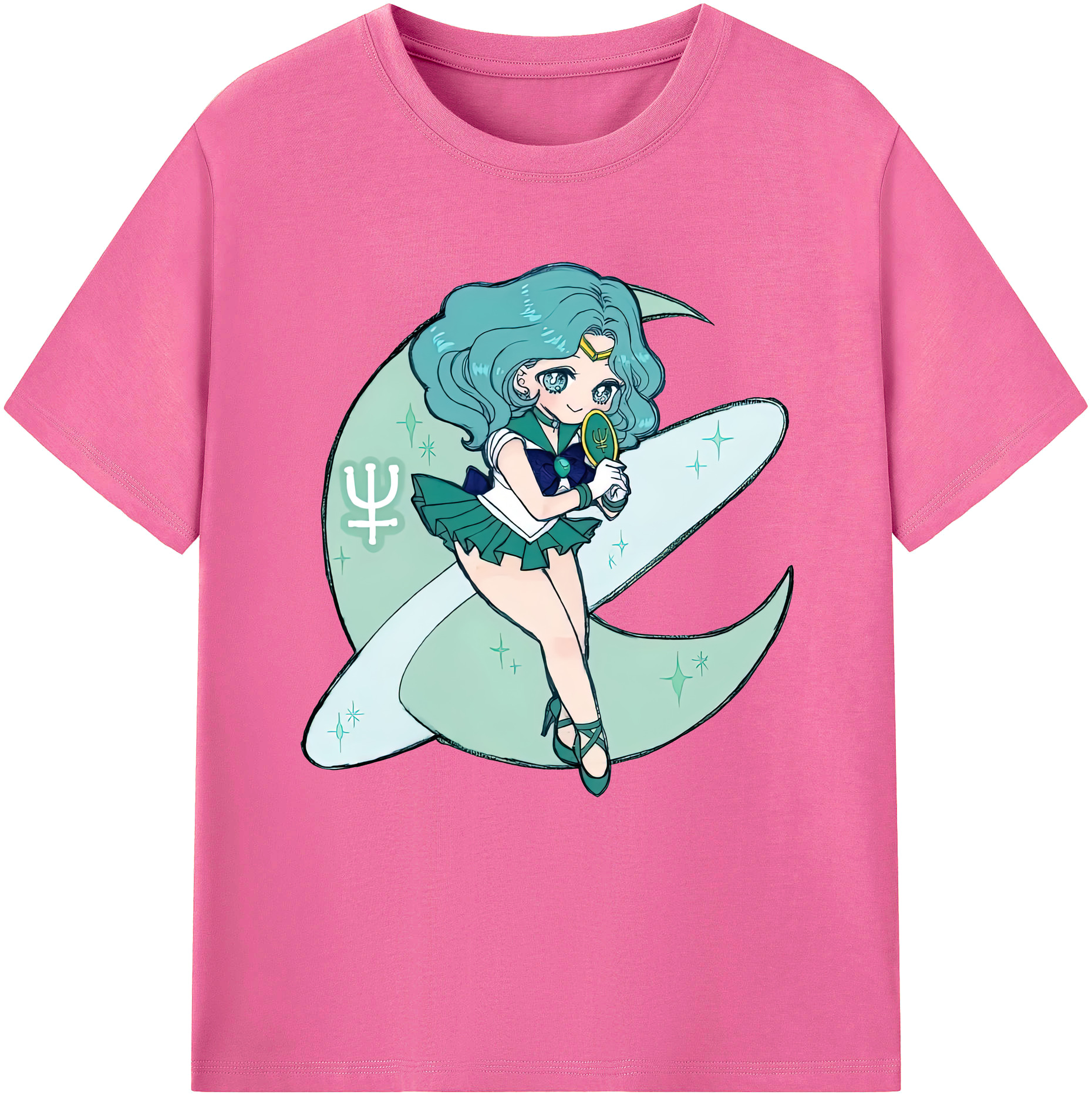 （画像用） 美少女戦士セーラームーン 海王 みちる（かいおう みちる） Sailor Moon Kaiou Michiru レディースカジュアルプリントTシャツ（綿100％）